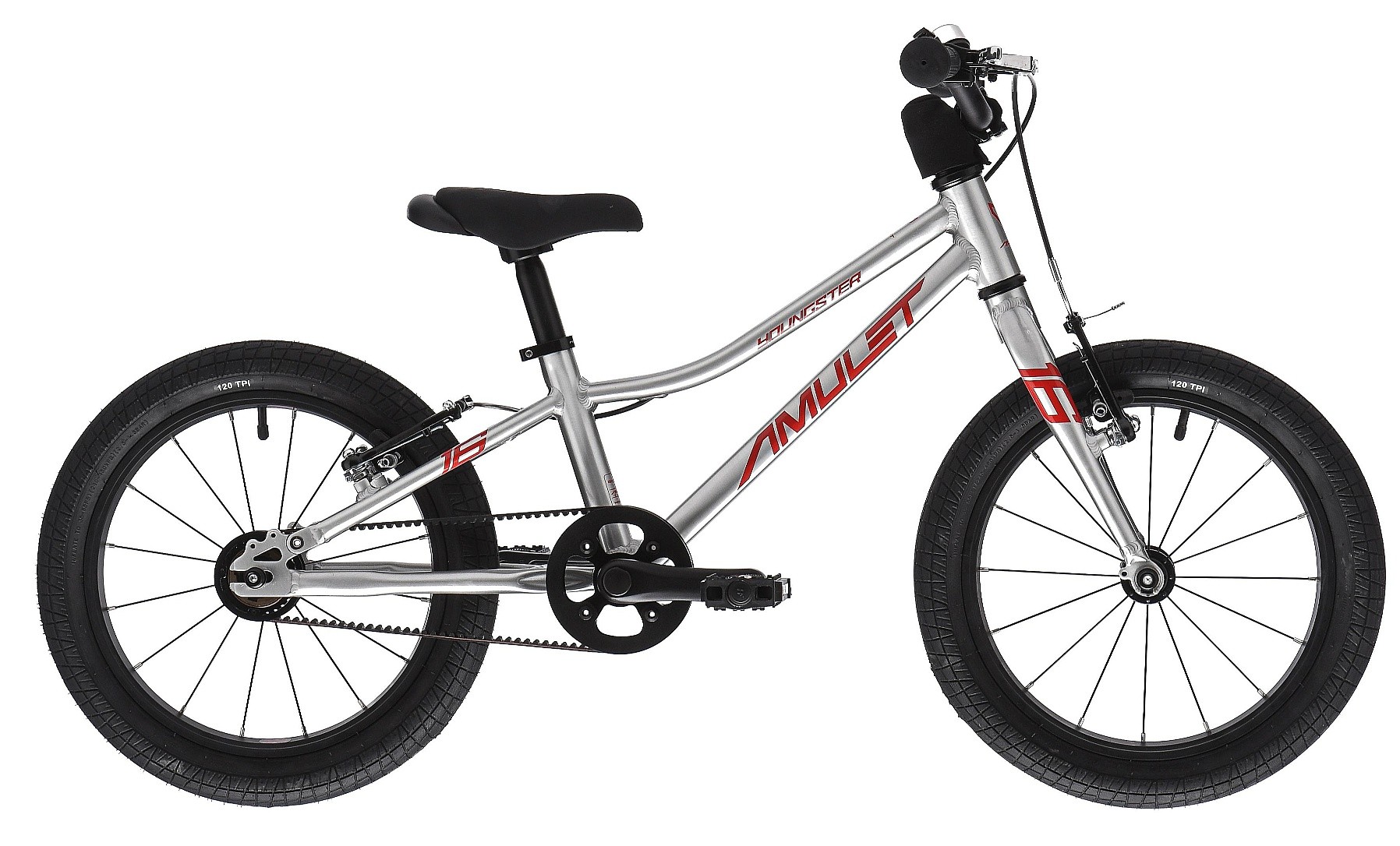 Fahrrad Amulet Youngster Belt 16" - Alu Brushed Transparent/Red - kid´s