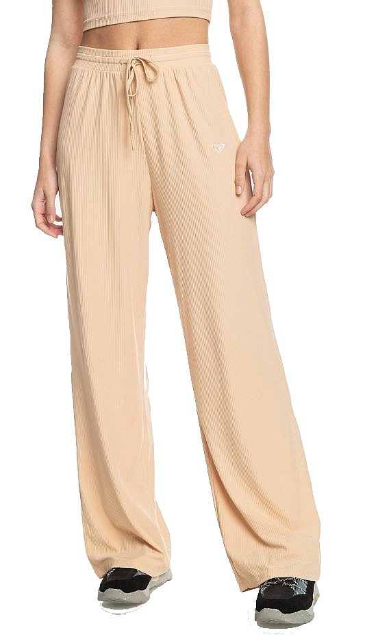 kalhoty Roxy Rise & Vibe Rib Wide Leg - TGE0/Toasted Almond