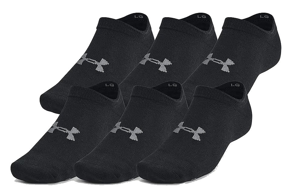 носки Under Armour Essential No Show 6 Pack - Black/Black
