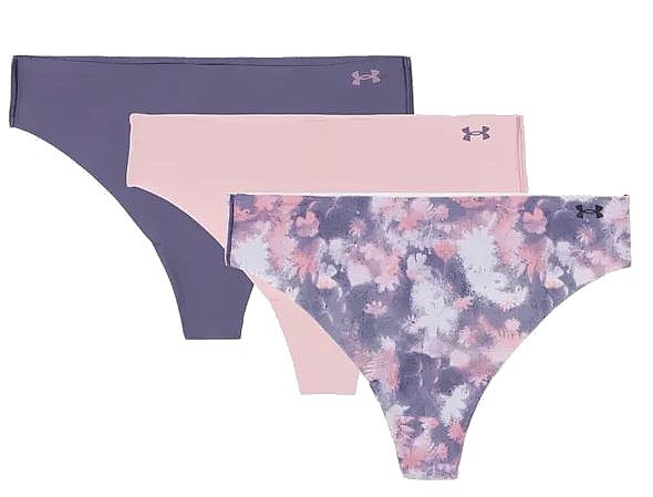 nohavičky Under Armour Pure Stretch No Show Printed 3 Pack - Halo Gray/Pink Elixír/Downpour Gray