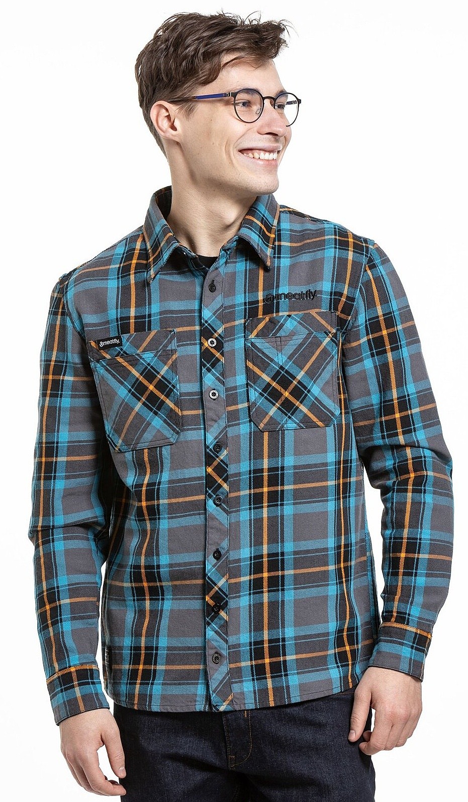 Hemd Meatfly Hunt 2.0 Premium LS - Turquoise - men´s