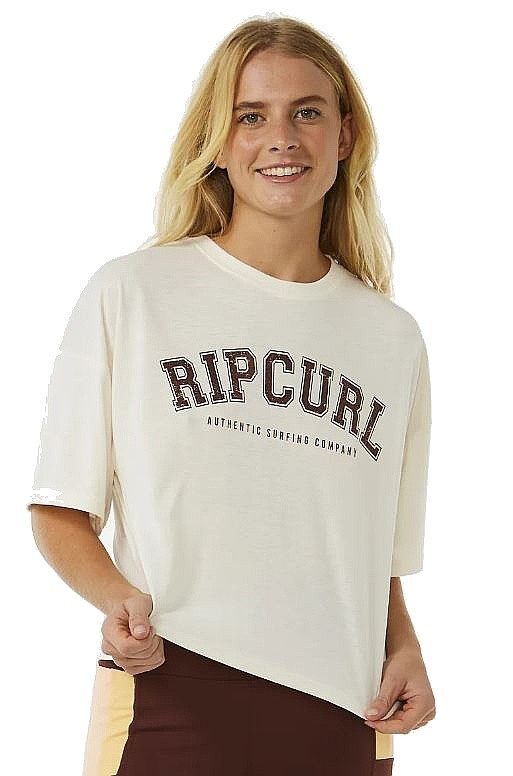 T-shirt Rip Curl Run Swim Surf Crop - Bone