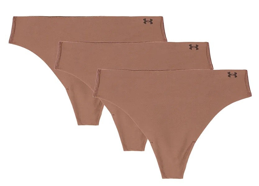 Slip Under Armour Pure Stretch No Show Thong 3 Pack - Hue/Brown - women´s