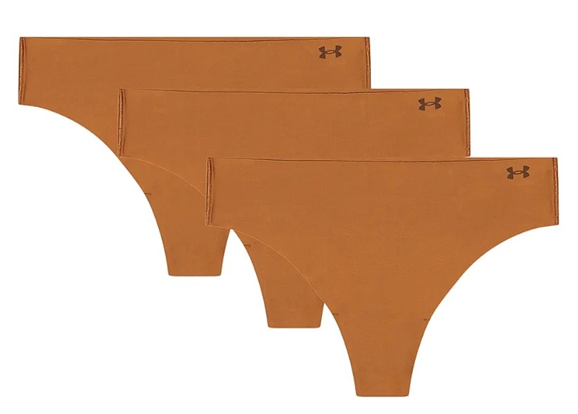 Slip Under Armour Pure Stretch No Show Thong 3 Pack - Brown - women´s