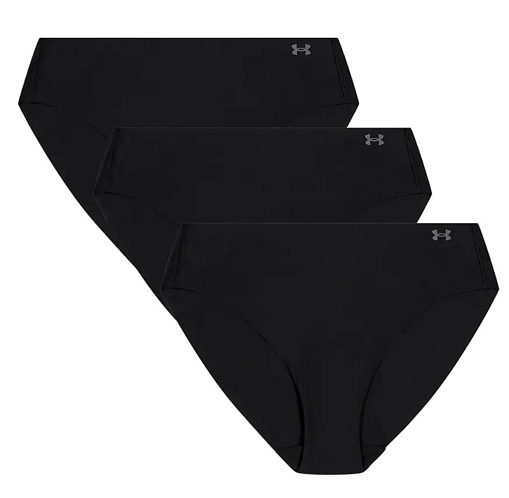 kalhotky Under Armour Pure Stretch No Show Bikini 3 Pack - Black/Steel