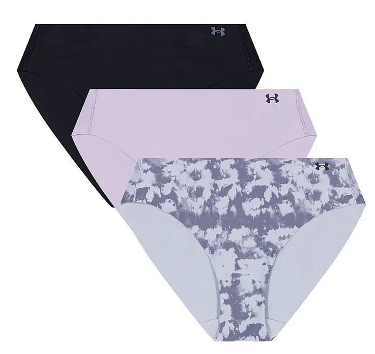 culotte Under Armour Pure Stretch No Show Printed Bikini 3 Pack - Steel/Violet Gray/Black - women´s