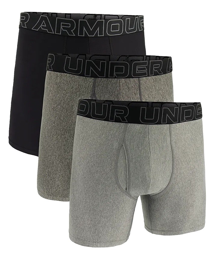 trenírky Under Armour Perf Tech 6in 3 Pack - Steel Full Heather/Castlerock Heather/Castlerock