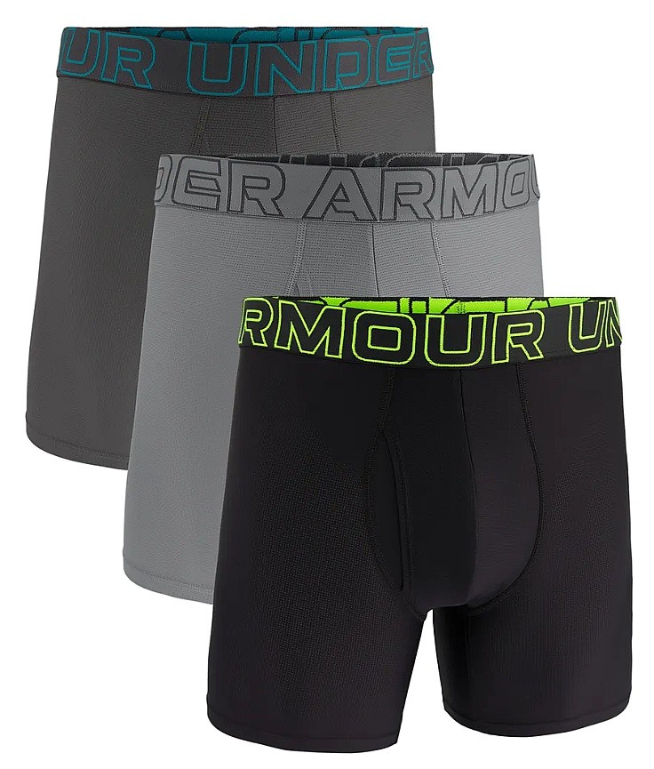 Boxershorts Under Armour Perf Tech Mesh 6in 3 Pack - Black Lime/Gray - men´s