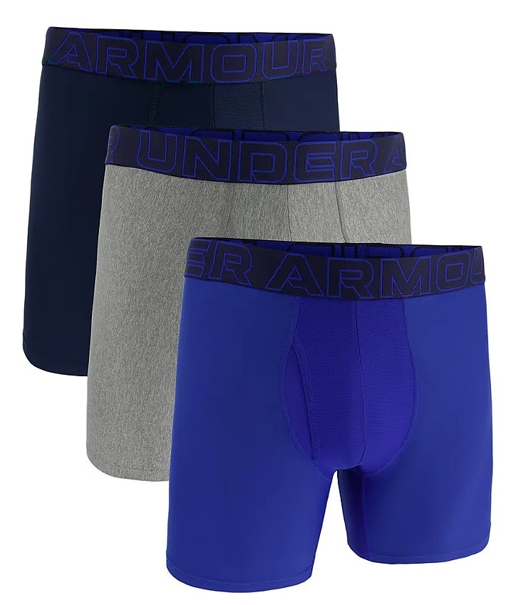 trenírky Under Armour Perf Tech 6in 3 Pack - Royal/Steel Full Heather