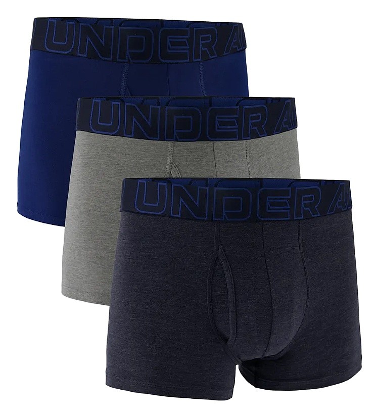 short Under Armour Performance Cotton 3in 3 Pack - Midnight Navy Heather/Steel Heather/Castlerock - men´s
