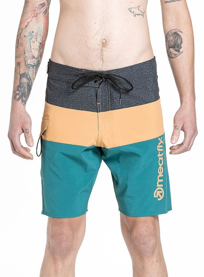 koupací šortky Meatfly Mitch 21 - Snake Green/Camel