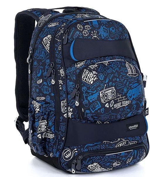Rucksack Topgal YUMI 23028 - Black/Blue/Doodle Art