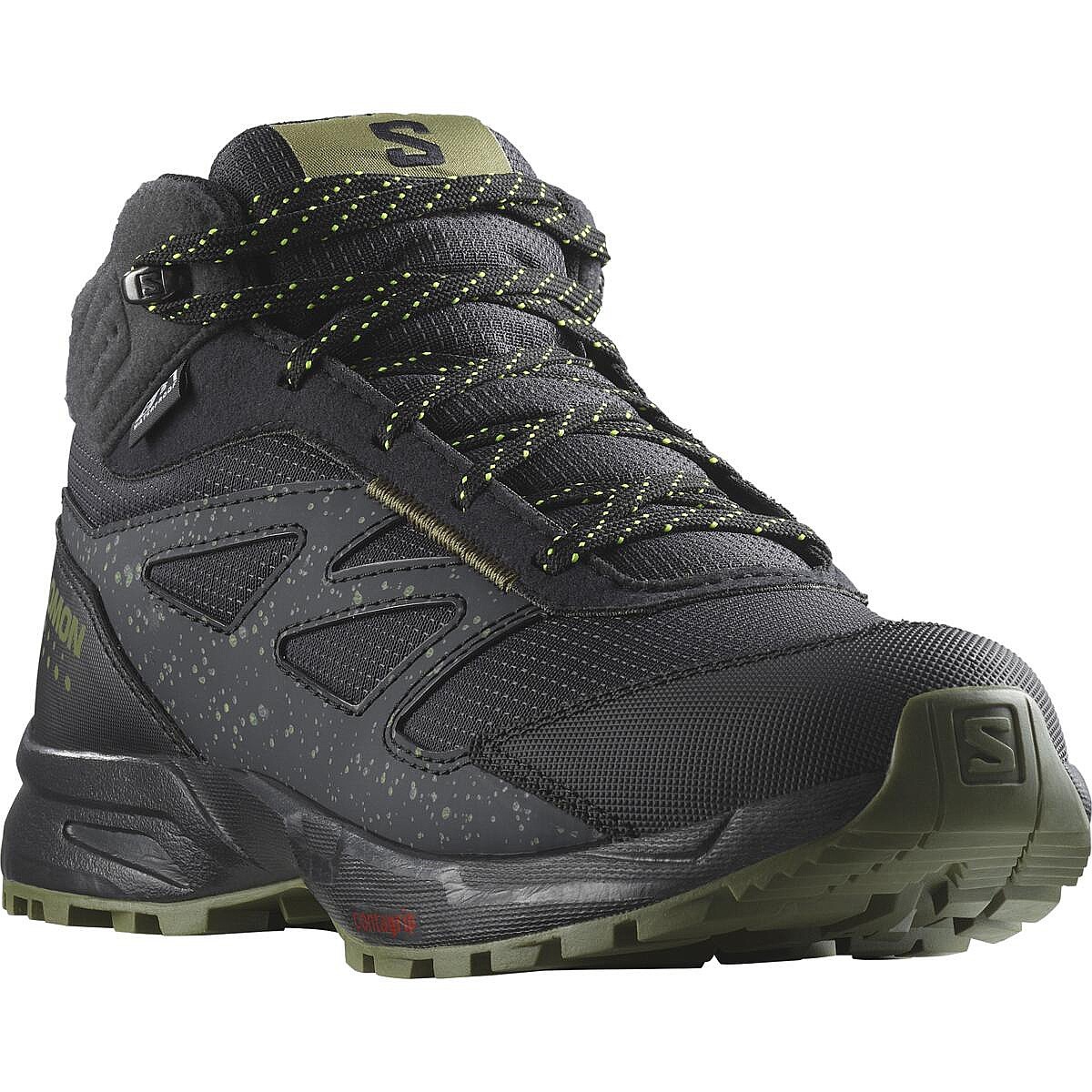 detské topánky Salomon Outway Mid CSWP J - Phantom/Black/Safety Yellow