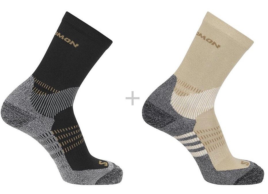 skarpetki Salomon X Ultra Access Crew 2 Pack - Bleached Sand/Black