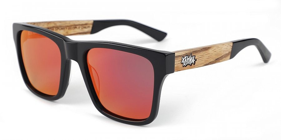 des lunettes Pitcha Maasai V - Black/Red Revo/Zebra Wood/Polarized