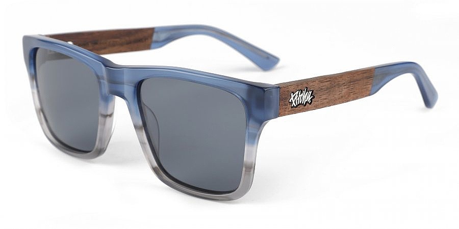 des lunettes Pitcha Maasai V - Blue Two Tone/Grey/Walnut/Polarized