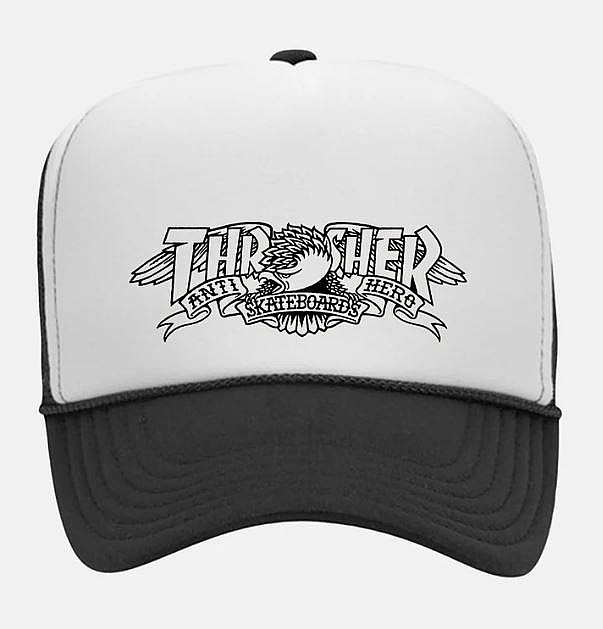 Kappe Thrasher Mag Banner X Antihero Trucker - Black/Black/White - men´s