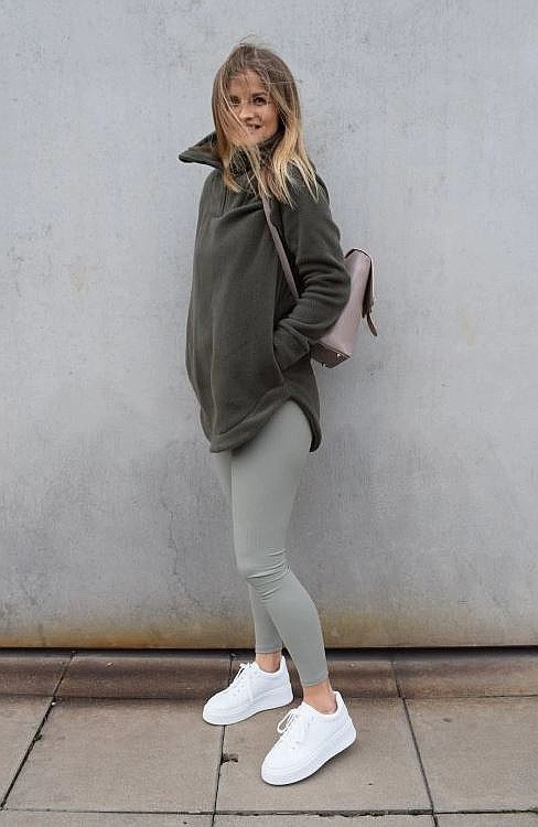 legíny M.ASCH-Be original Tight Ribbed Leggings - Khaki