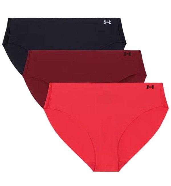 nohavičky Under Armour Pure Stretch No Show Bikini 3 Pack - Black/Burgundy/Red