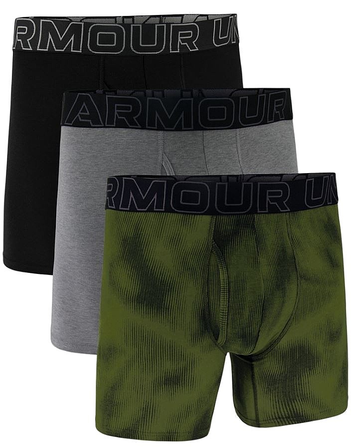 short Under Armour Perf Cotton Nov 6in 3 Pack - Black/Grey/Green - men´s