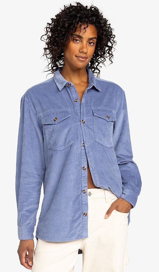 shirt Roxy Let It Go Cord LS - BKP0/Infinity Blue - women´s