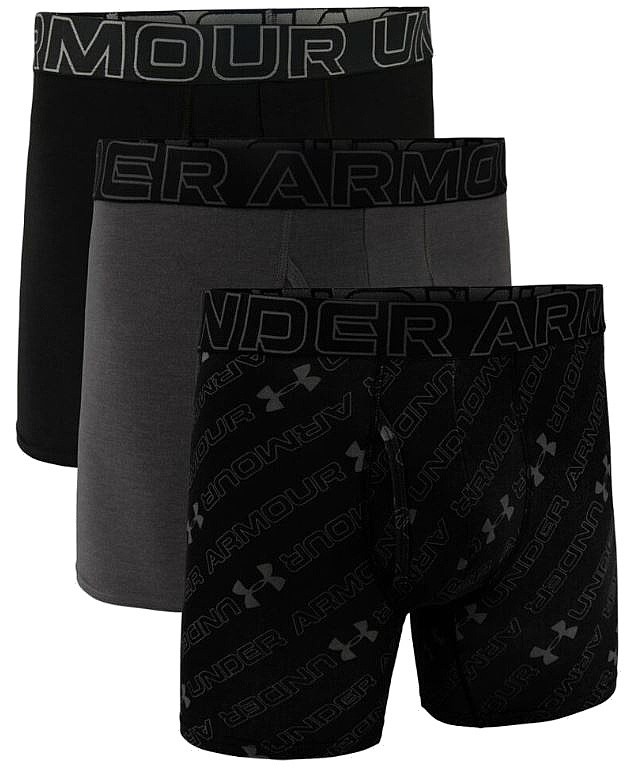 trenírky Under Armour Perf Cotton Nov 6in 3 Pack - Black/Grey