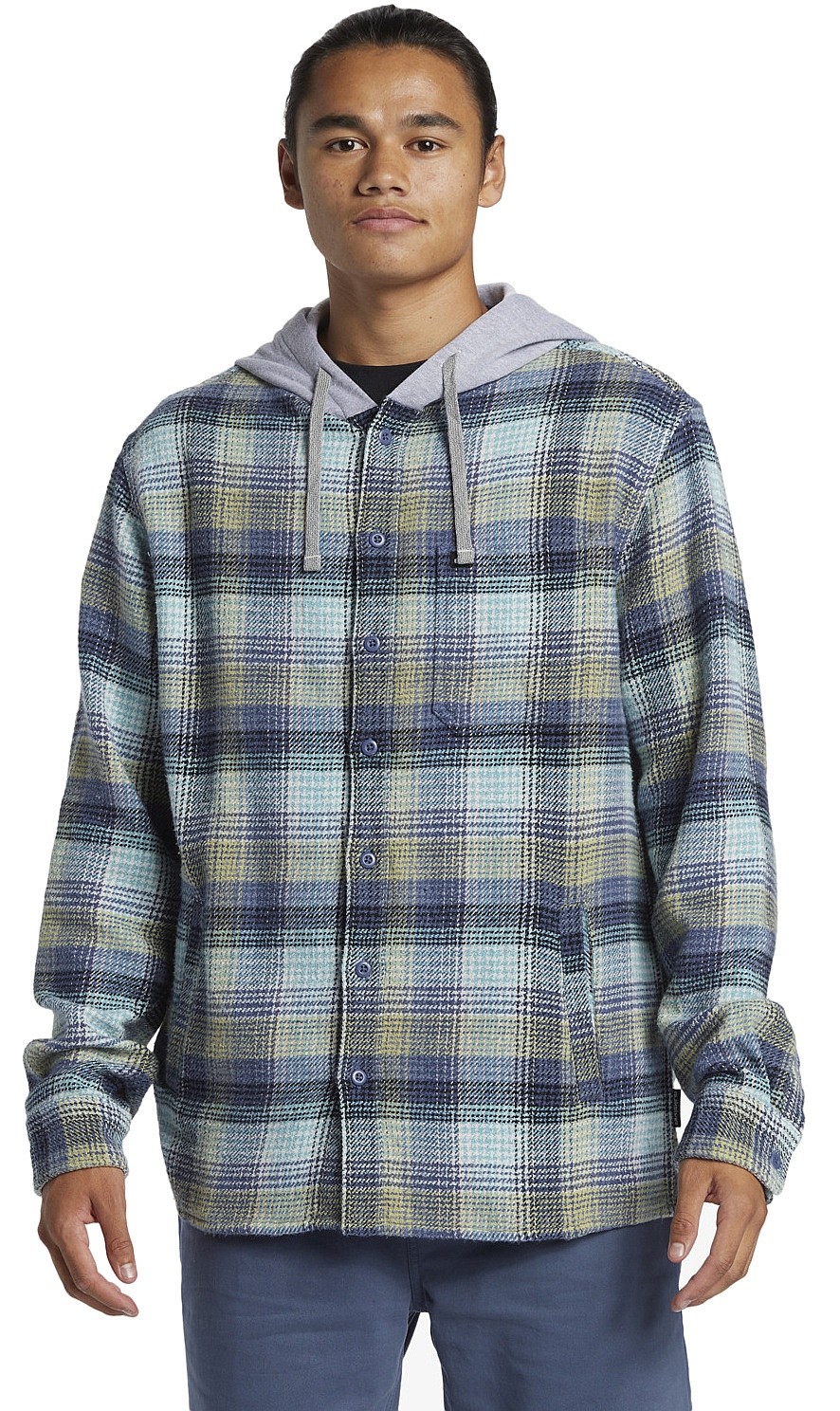 sweat-shirt Quiksilver Sandbar Hooded Flannel - BYL1/Vintage Blue Sandbar Hooded Fl - men´s