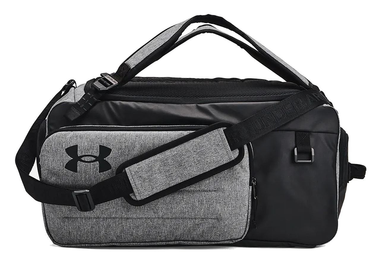 taška Under Armour Contain Duo MD BP Duffle - Castlerock Medium Heather/Black/White