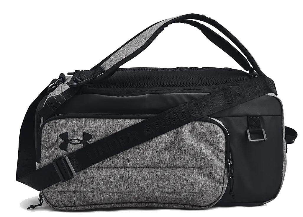 taška Under Armour Contain Duo SM Duffle - Castlerock Medium Heather/Black/White