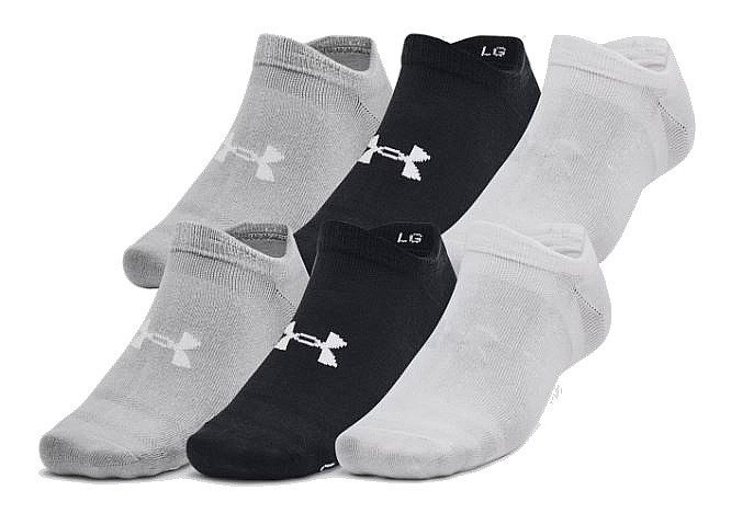 носки Under Armour Essential No Show 6 Pack - Black/Halo Gray