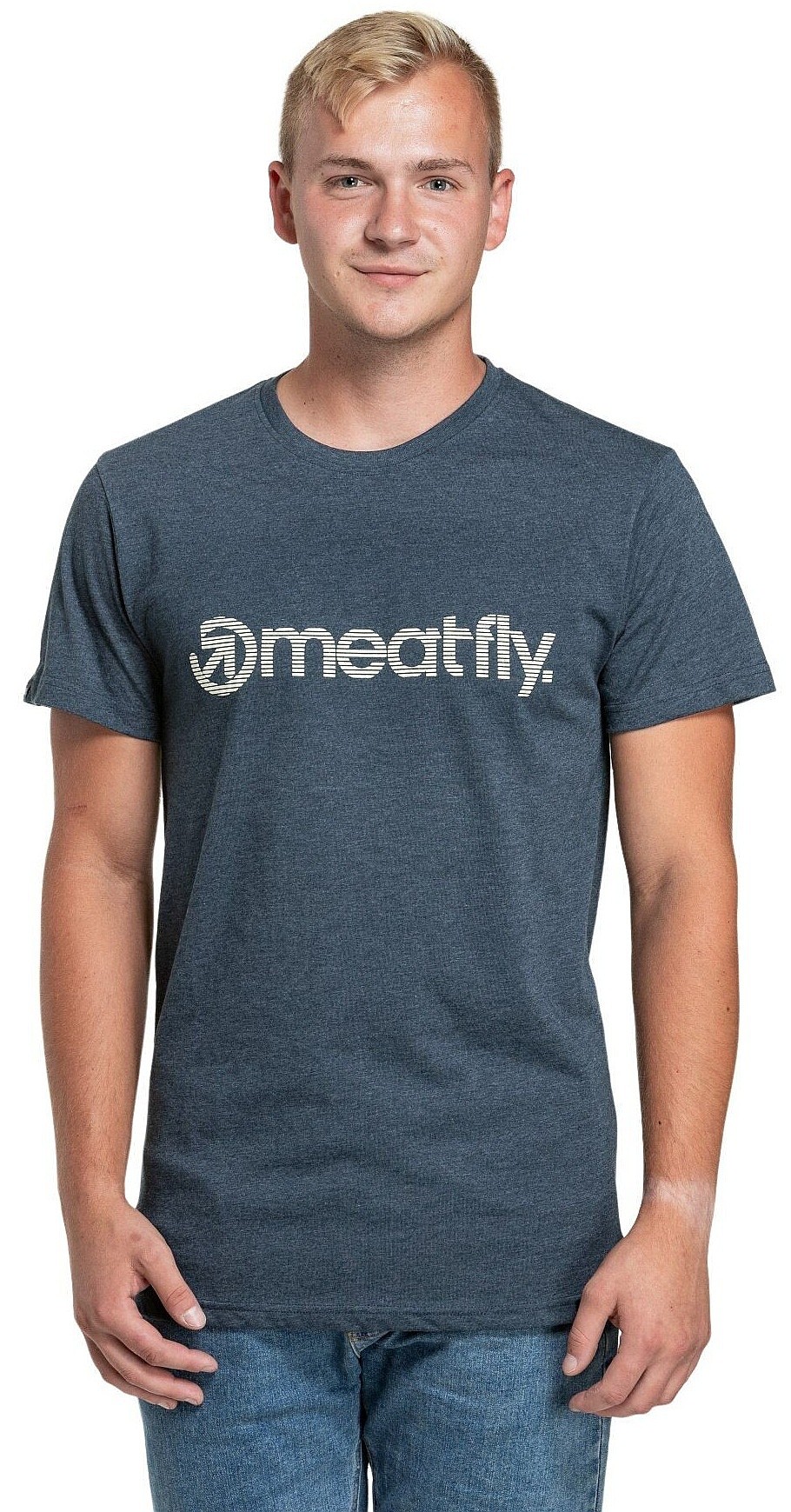 T-shirt Meatfly Striped Logo - Navy Heather