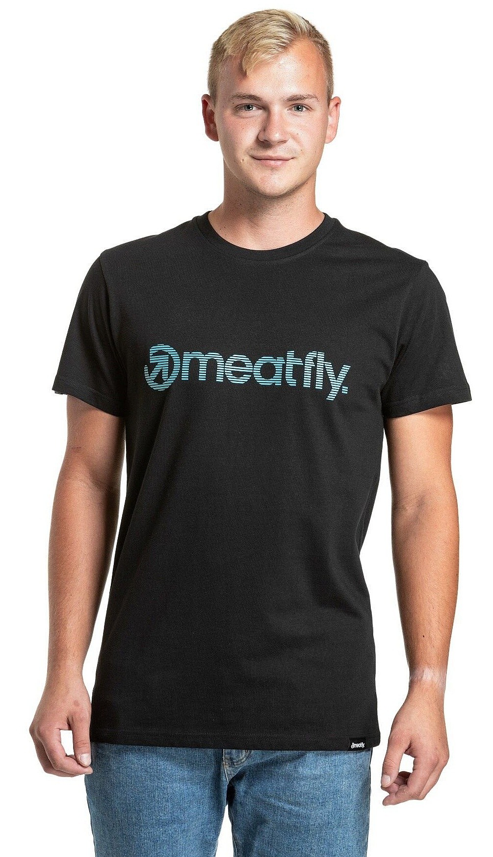 T-shirt Meatfly Striped Logo - Black