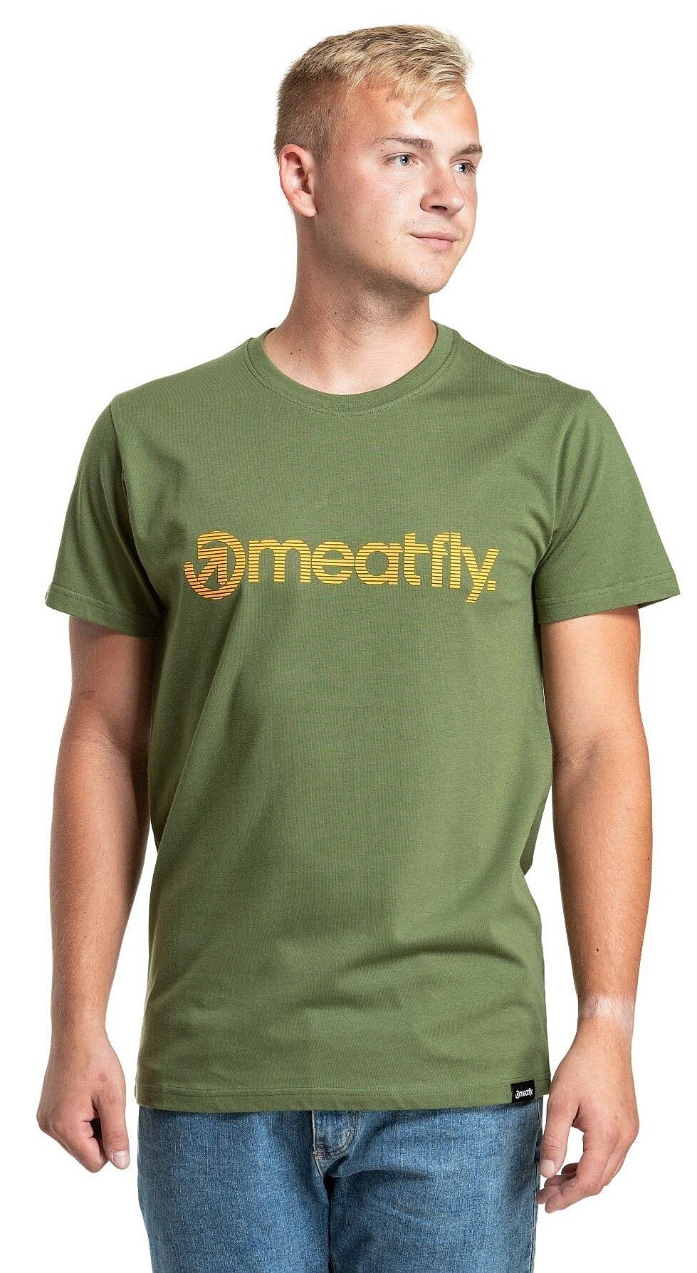 T-shirt Meatfly Striped Logo - Olive