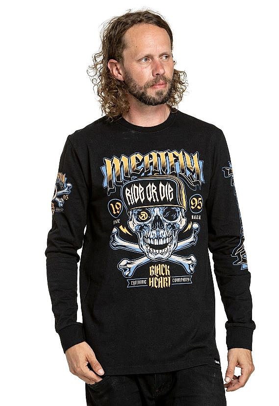 T-Shirt Meatfly Crossbones LS - Black - men´s