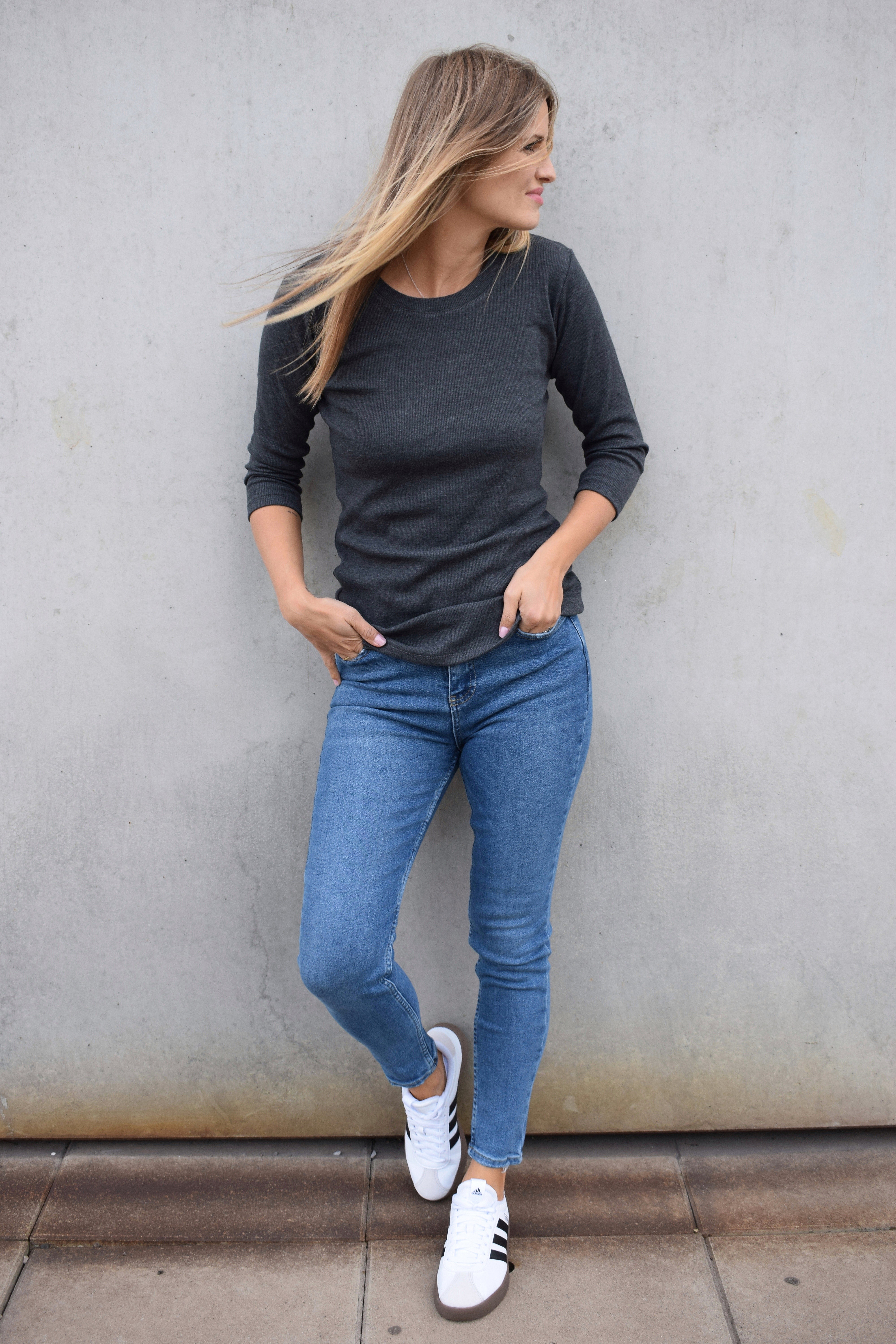 T-Shirt M.ASCH-Be original Ribbed 3/4 - Graphite - women´s
