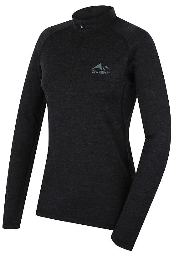 T-shirt Husky Merino Merow Zip LS - Black - women´s