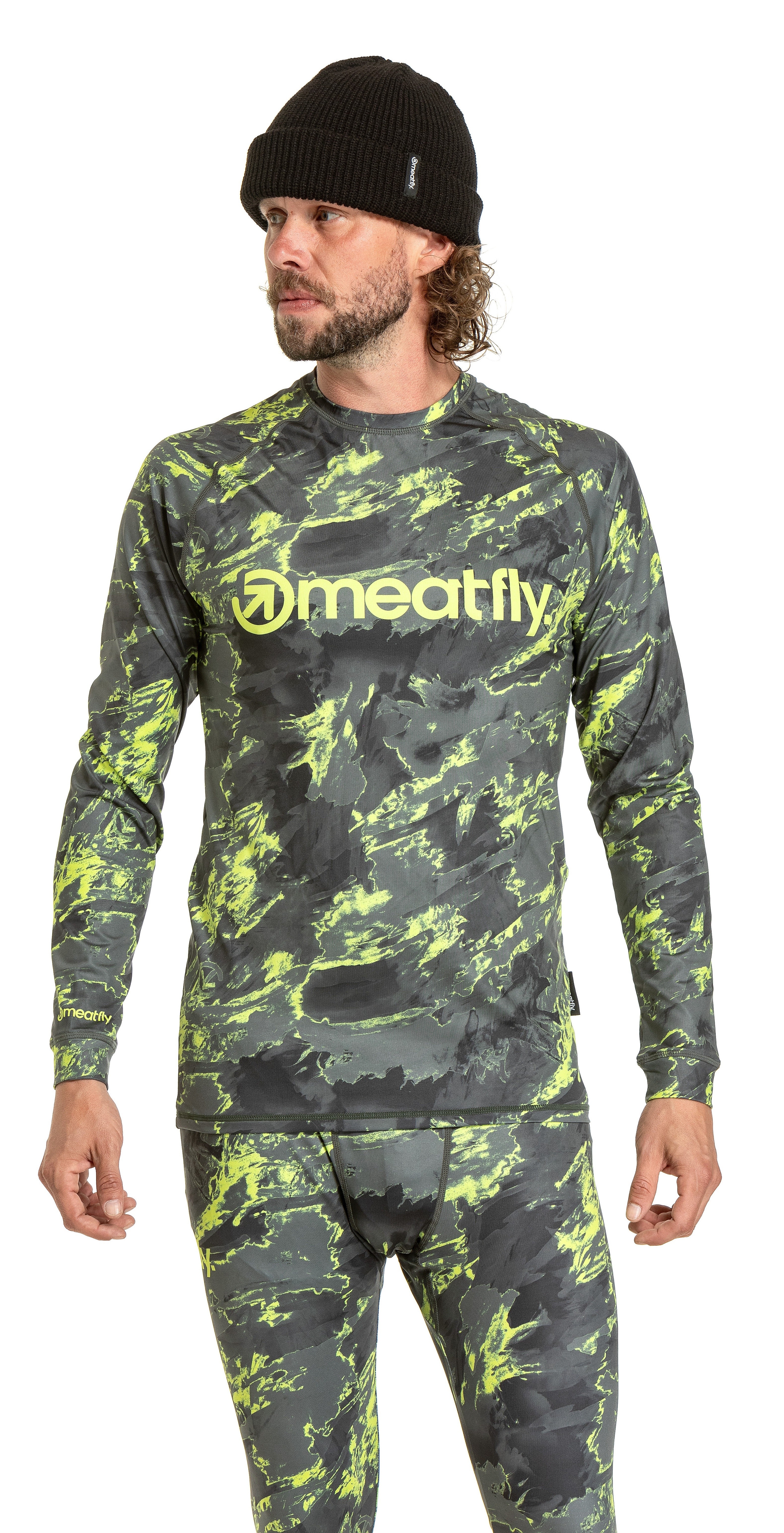 tričko Meatfly Avery Termo LS - Lime Mossy