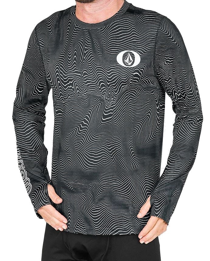 tricou Volcom V-Science Crew LS - Black Print - men´s