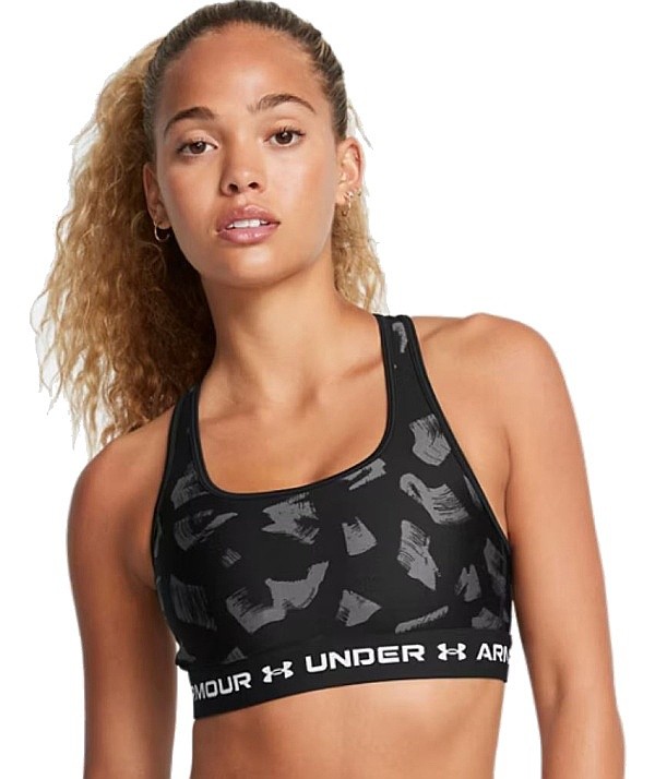 bra Under Armour Crossback Mid Print - Black/White - women´s