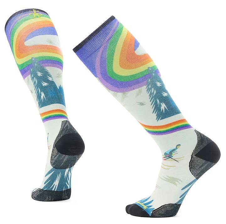 chaussettes Smartwool Ski Zero Cusion Rainbow Trails Print OTC - Laguna Blue