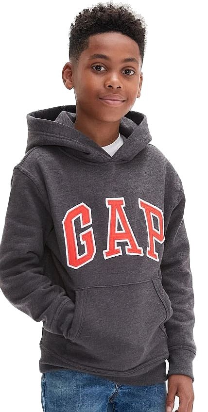 mikina GAP V-New Campus Logo Hood - Charcoal Grey