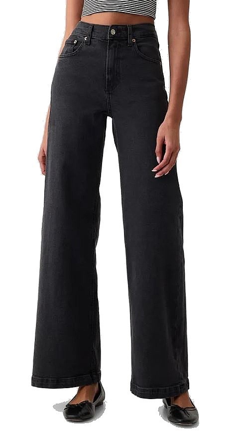 джинсы GAP Stride High Rise Wide - Saville/Washed Black - women´s