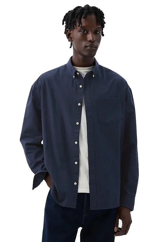 chemise GAP Standard Oxford Logo LS - Tapestry Navy - men´s
