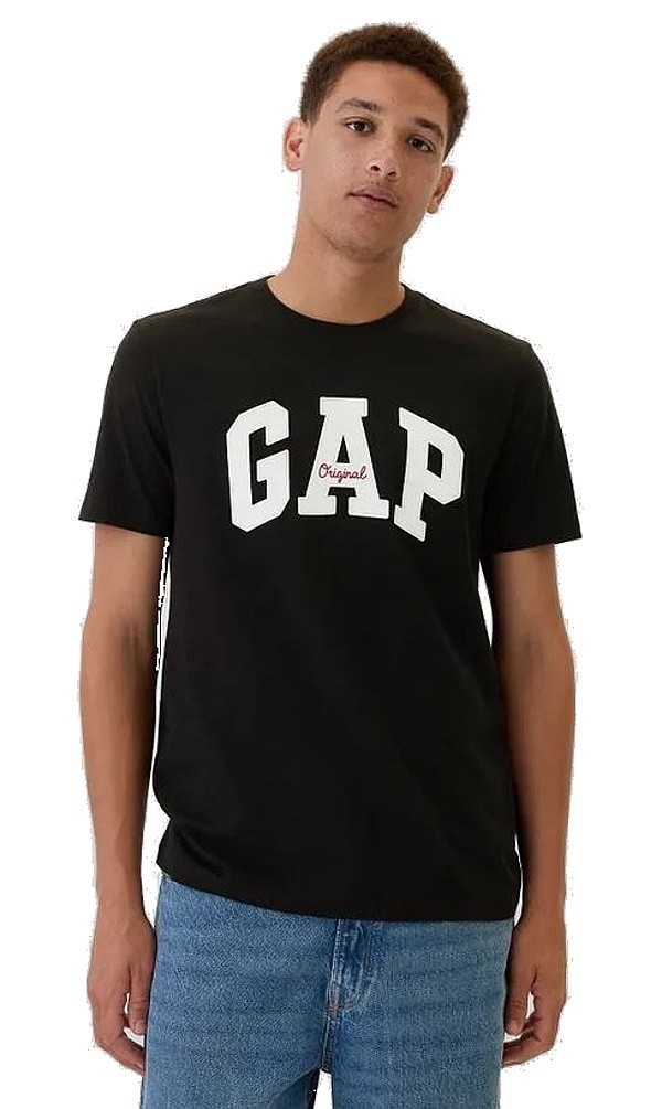 T-Shirt GAP V-Frch Everyday Soft Original Arch - True Black - men´s