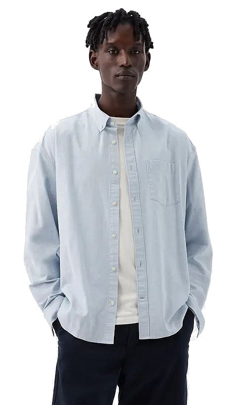 košile GAP Standard Oxford Logo LS - Logo Light