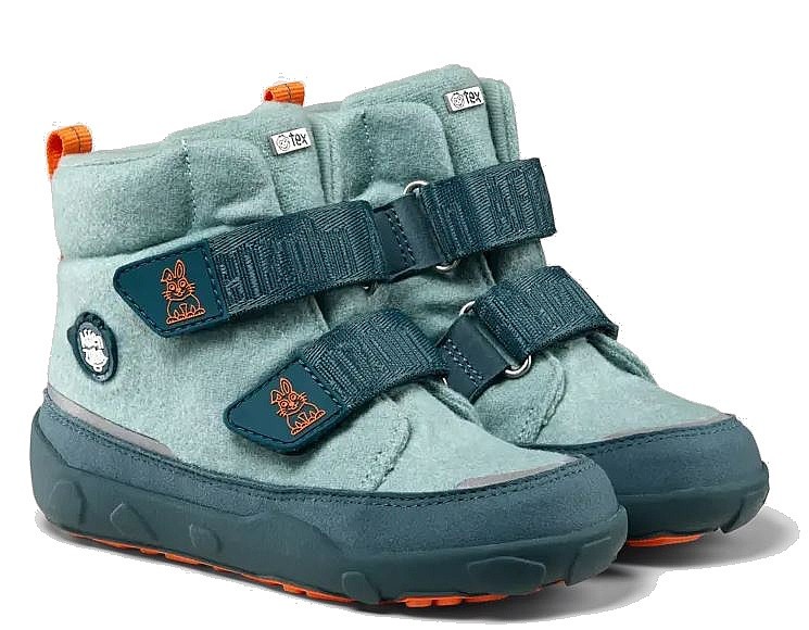 pantofi Affenzahn Wool Comfy Bunny - Petrol - kid´s