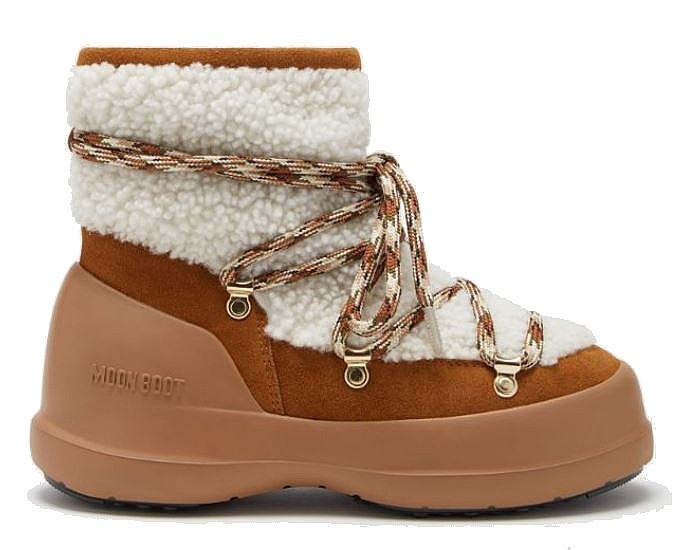 pantofi Moon Boot Luna Boot Shearling - Whisky/Off White - women´s