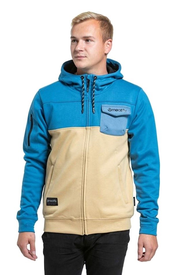 mikina Meatfly Josh Zip - Blue/Light Brown