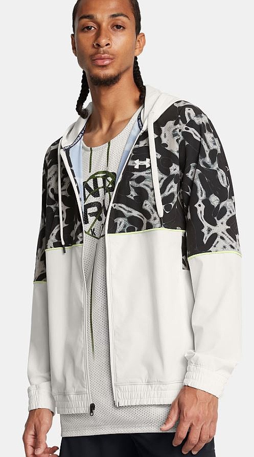 bunda Under Armour Zone Woven Printed - White Clay/Retro Green