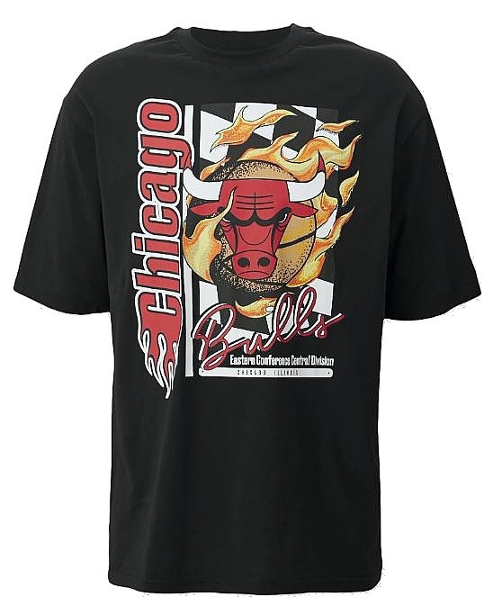 T-shirt New Era Flame Print OS NBA Chicago Bulls - Black/Faded Red - men´s